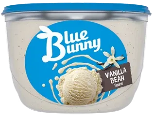 container of Blue Bunny vanilla ice cream